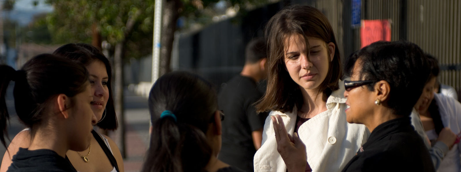 Jesuit Volunteer engaging in a conversation on social justice issues in the local community. (2010)