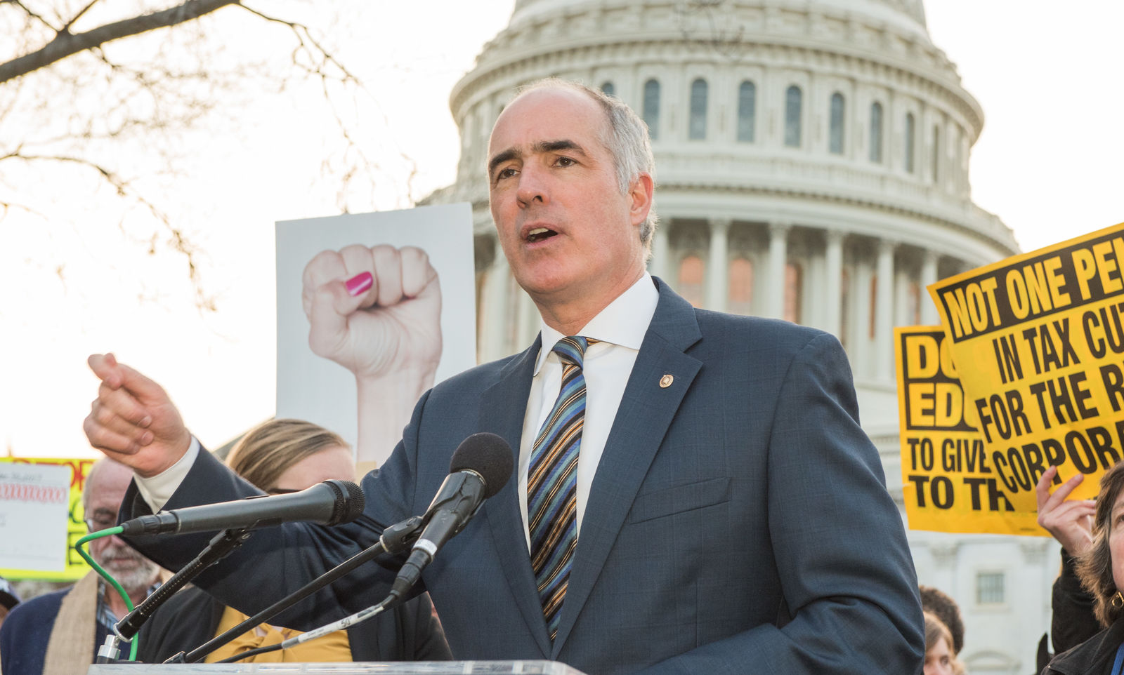 Senator Casey, Jr.   (Philadelphia 1982-83) gives speech in front of supporters.