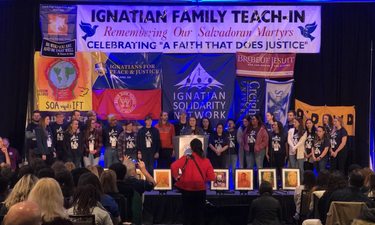 Jesuit Volunteers onstage at the Ignatian Family Teach-In for Justice in Arlington, VA. (2019)